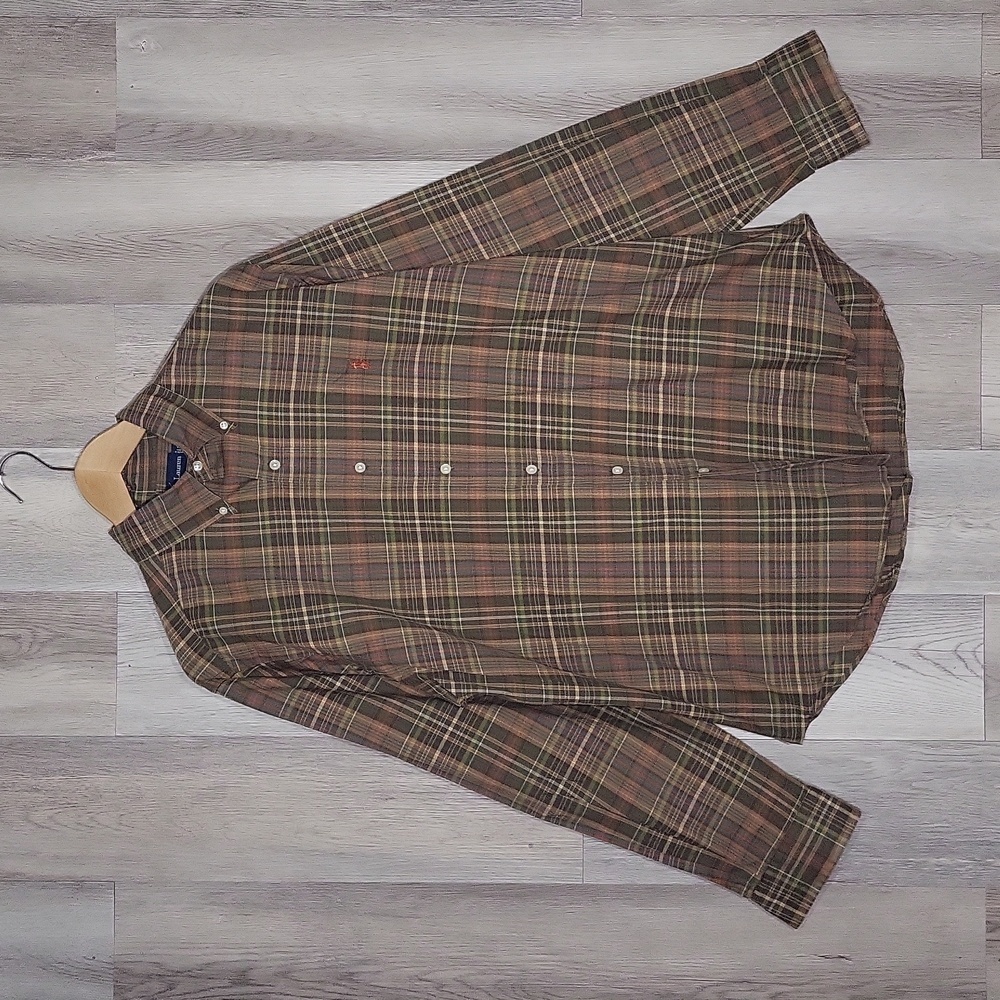 Ralph Lauren Mens‎ 16L Classic Fit Plaid Button Down Long Sleeve Dress Shirt